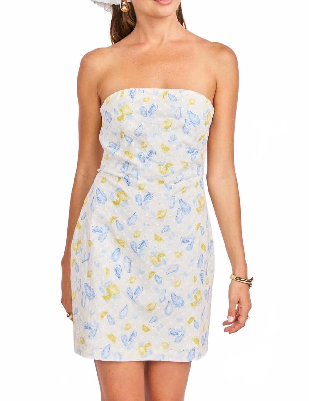 NEW SAGE THE LABEL coastal bliss mini dress in blue /ivory